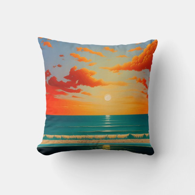 Coussin Paysage Abstrait nageur regardant art le surf à (Recto)