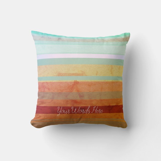 Coussin Paysage abstrait rayures et vos mots (Recto)