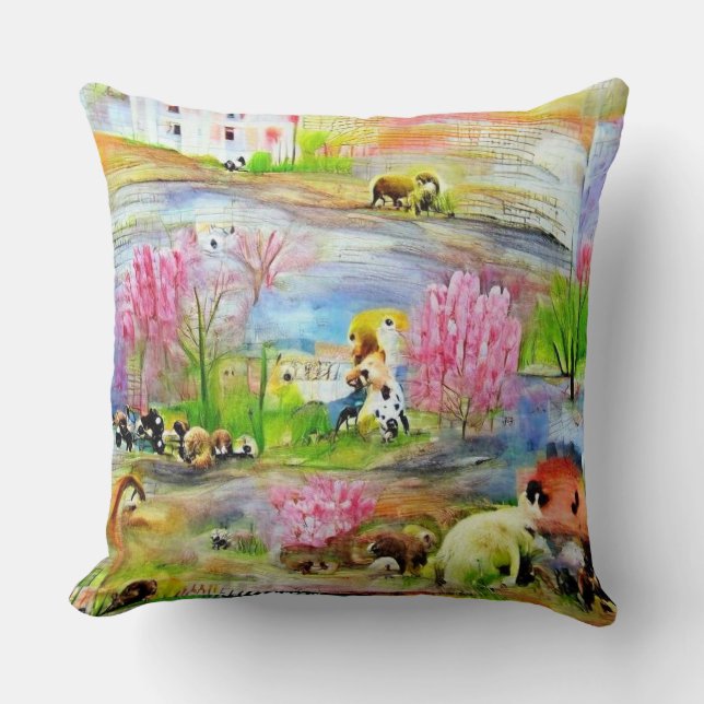 Coussin Paysage aquarelle (Recto)