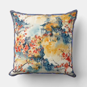 Coussin Paysage asiatique avec pagode