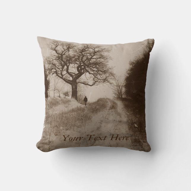 Coussin paysage atmosphérique de neige en hiver (Recto)