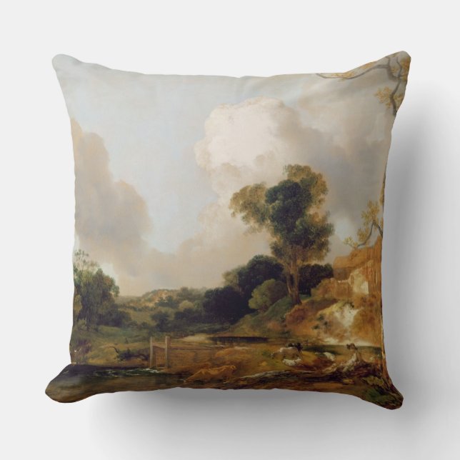 Coussin Paysage avec le courant et le déversoir (huile sur (Recto)