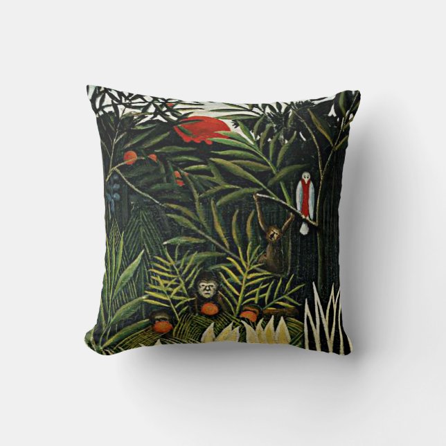 Coussin Paysage avec singes - oeuvre d'Henri Rousseau (Recto)