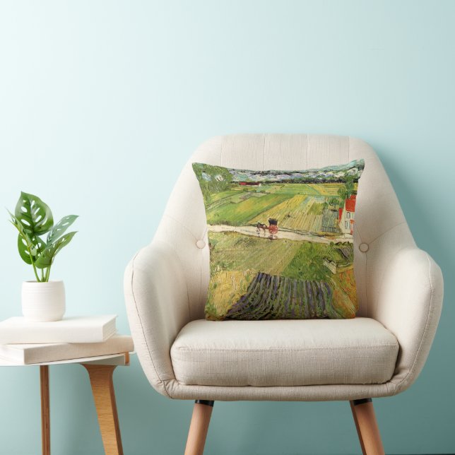 Coussin Paysage, Carrosse et Train par Vincent van Gogh (Chaise)