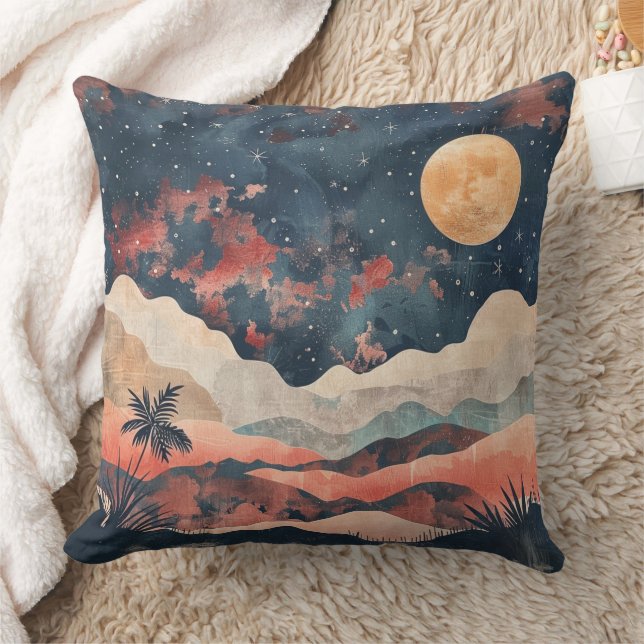 Coussin Paysage céleste boho désert Indigo cuivre (Couverture)