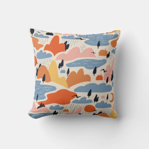 Coussin Paysage coloré, montagnes, lacs, sans soudure.