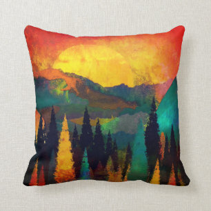 Coussin Paysage d'aquarelle Peinture de montagne