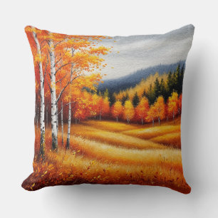 Coussin Paysage D'Automne Avec Les Oiseaux