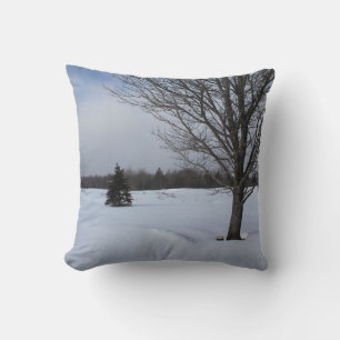 Coussin paysage de campagne hivernal enneigé et frais merv