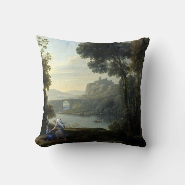 Coussin Paysage de Claude Lorrain avec Hagar et l'Ange (Recto)