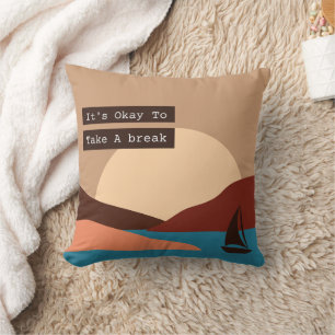 Coussin Paysage de coucher de soleil bohème voilier