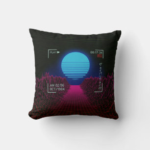 Coussin Paysage de coucher de soleil Vaporwave
