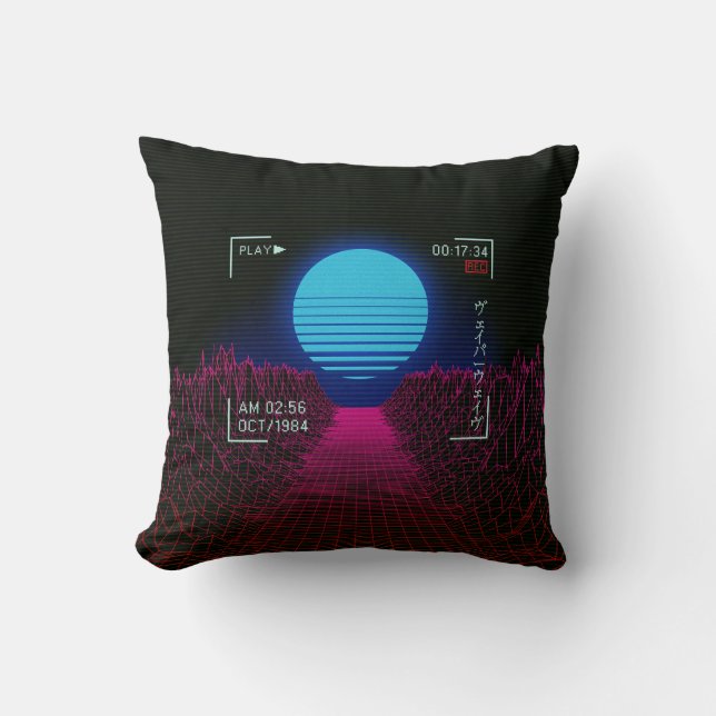 Coussin Paysage de coucher de soleil Vaporwave (Recto)