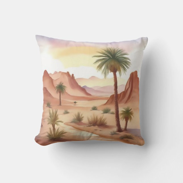 Coussin Paysage de désert avec des palmiers dattiers (Recto)