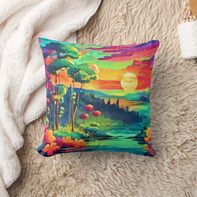 Coussin Paysage de l'Imaginaire au coucher du soleil (Couverture)