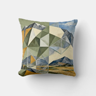 Coussin Paysage de Montagne Abstrait Géométrique