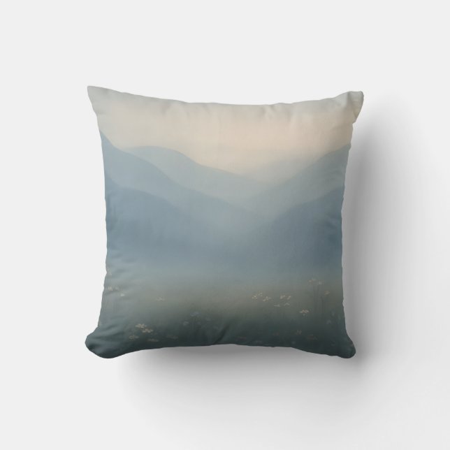 Coussin Paysage de montagne de Misty Pillow (Recto)