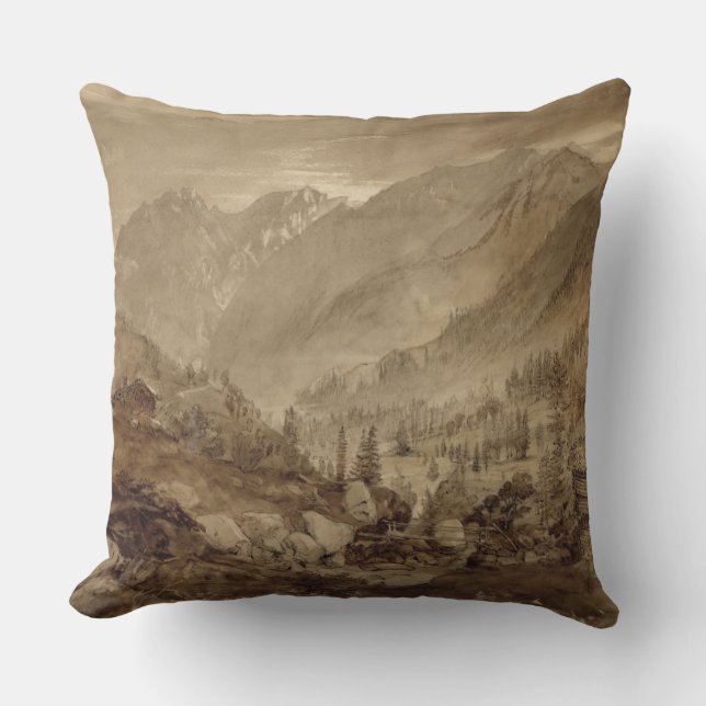 Coussin Paysage de montagne, Macugnaga, 1845 (stylo et (Recto)