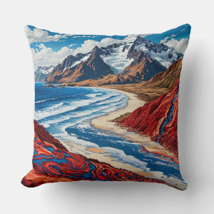 Coussin Paysage de montagne majestueux aux couleurs vives