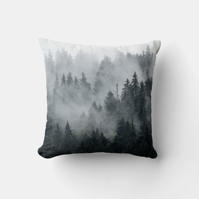 Coussin Paysage de montagne Misty Style Vintage (Recto)