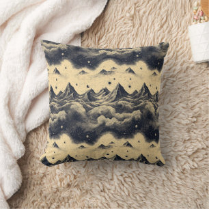 Coussin Paysage de montagnes aux nuages vintage (3)