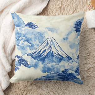 Coussin Paysage de nuages de crête de neige bleue apaisant