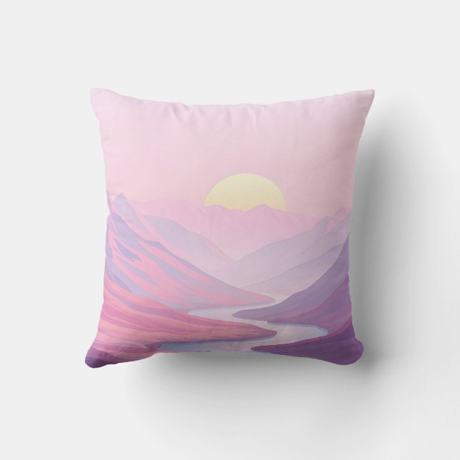 Coussin Paysage de rêve aux teintes pastel (Verso)