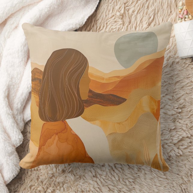 Coussin Paysage Désertique Bohème de Sage Moon en Terre Cu (Couverture)