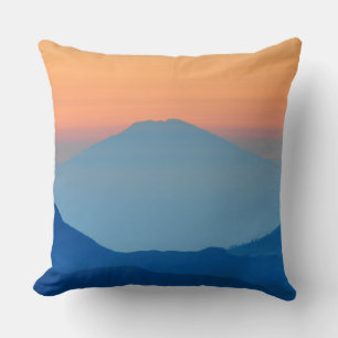 Coussin Paysage du coucher de soleil en orange et bleu