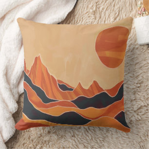 Coussin Paysage du désert Abstrait Boho avec minimaliste s