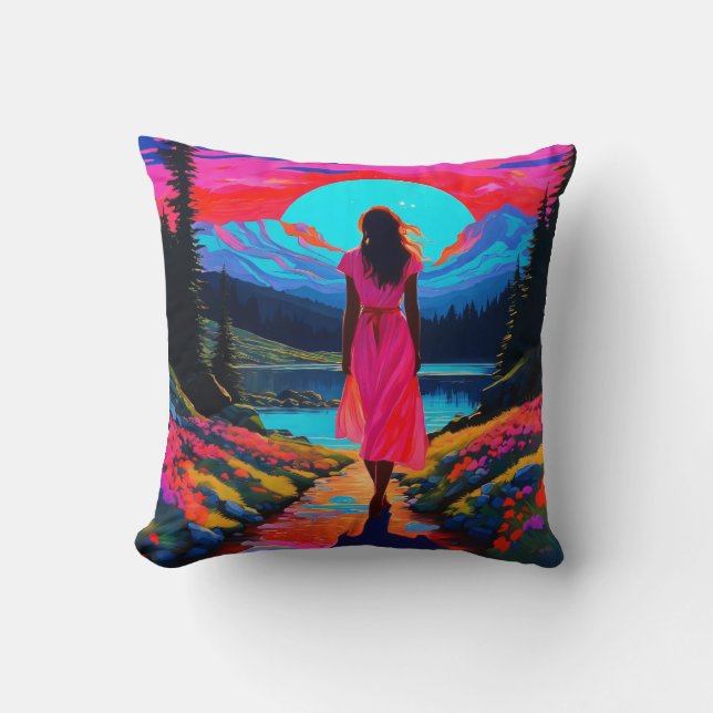Coussin Paysage écossais psychédélique (Recto)