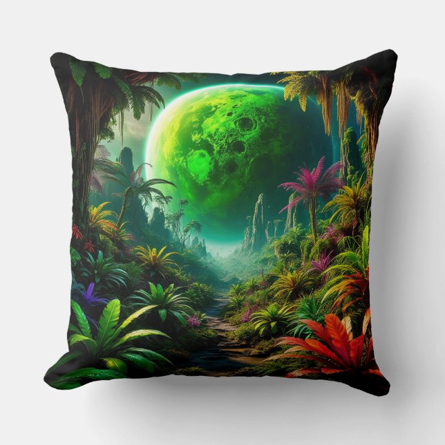 Coussin Paysage extraterrestre avec une végétation luxuria (Recto)