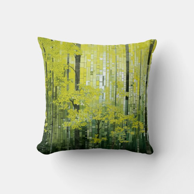 Coussin Paysage forestier Art Décor Peinture Mosaïque (Recto)