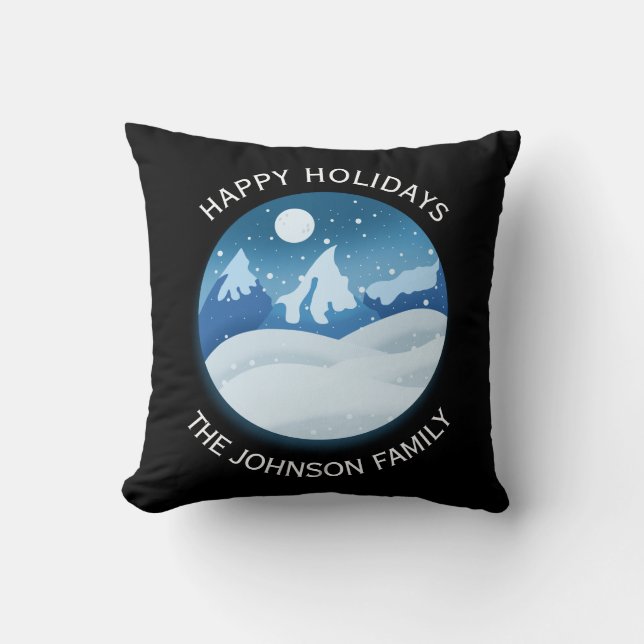 Coussin Paysage givré paisible personnalisé (Recto)