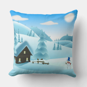 COUSSIN PAYSAGE HIVER "HAPPY HOLIDAYS"