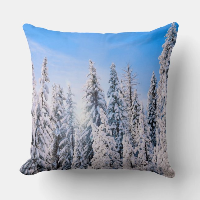 Coussin Paysage hivernal Pins enneigés (Recto)