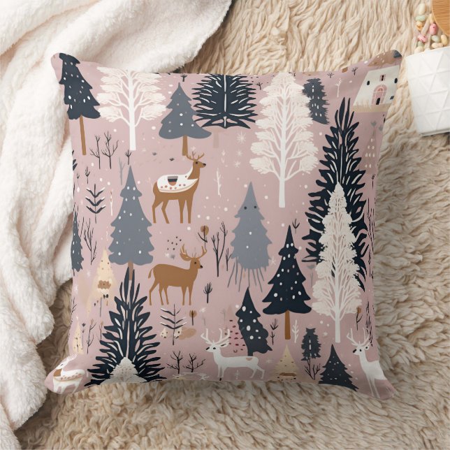 Coussin Paysage hivernal rose fantaisiste (3) (Couverture)