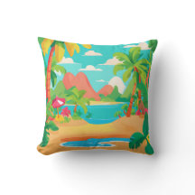 Paysage île tropicale Lancer l'oreiller