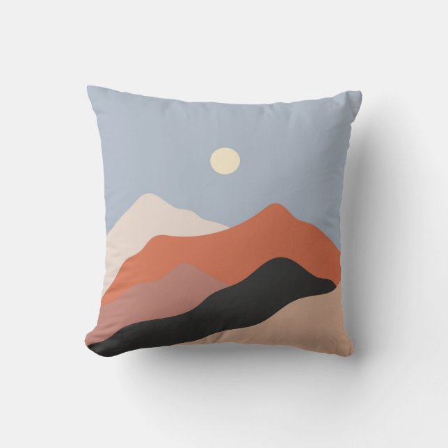 Coussin Paysage illustrations du milieu du siècle, plan mi (Recto)