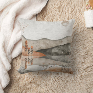 Coussin Paysage lunaire terracotta bohème terreux du lac