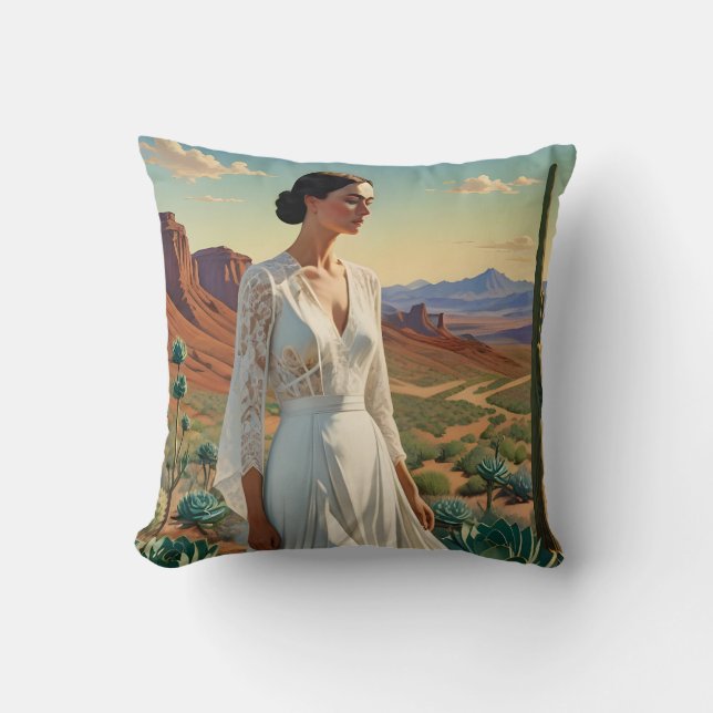 Coussin Paysage magnifique avec une femme art spirituel (Recto)