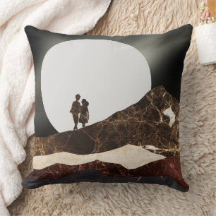 Coussin Paysage Marbré Romantique au Clair de Lune