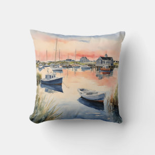 Coussin Paysage marin nautique Bateaux côtiers lever du so