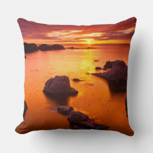 Coussin Paysage marin orange, coucher de soleil, Californi