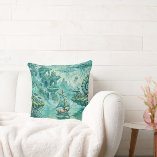 Coussin Paysage Marin Rêveur Surréaliste Fantastique en Ve