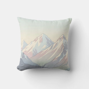 Coussin Paysage minimaliste de montagnes aux couleurs past