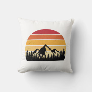 Coussin Paysage Montagnard au Coucher du Soleil Rétro Na