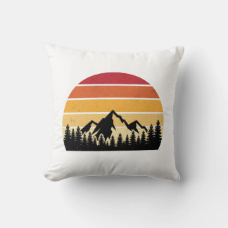 Coussin Paysage Montagnard au Coucher du Soleil Rétro | Na