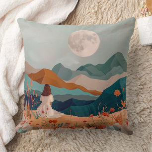 Coussin Paysage Montagnard Terracotta Sage Art du Milieu d