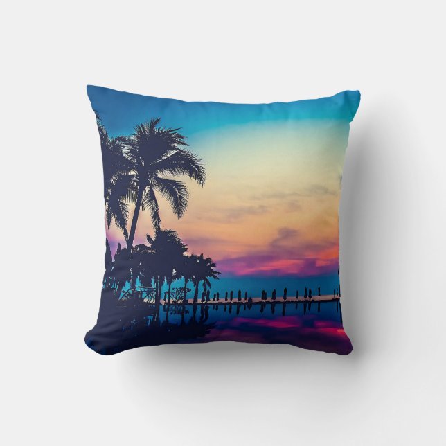 Coussin Paysage Naturel Piscine Palmiers-25925 (Recto)